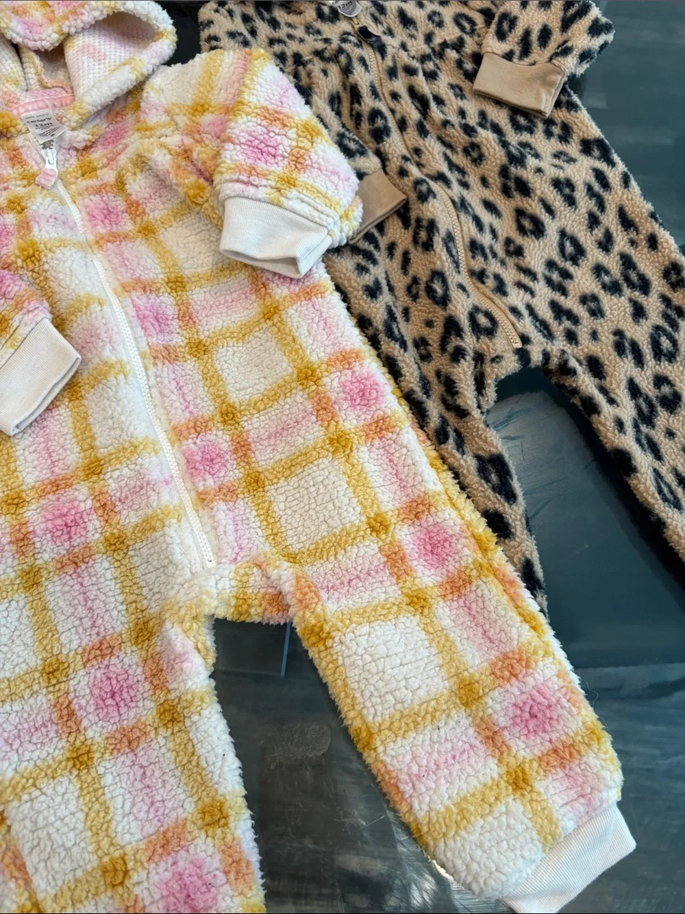Cozy Sherpa Hooded One-Piece Set of 2 - Size 12 Months